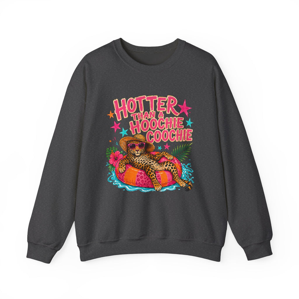 Sweatshirt - "Hotter Than a Hoochie Coochie" Leopard Pool Float Crewneck