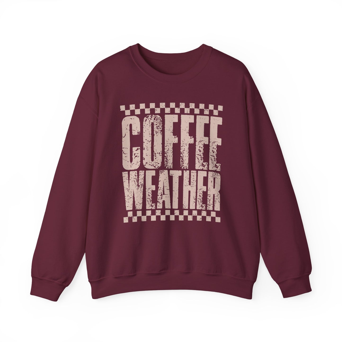 Coffee Weather Crewneck Sweatshirt — Vintage Coffee Vibe Cozy Pullover