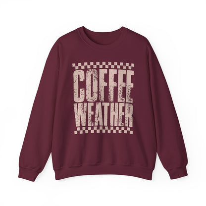 Coffee Weather Crewneck Sweatshirt — Vintage Coffee Vibe Cozy Pullover