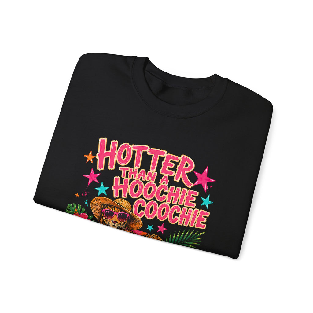 Sweatshirt - "Hotter Than a Hoochie Coochie" Leopard Pool Float Crewneck
