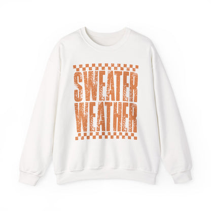 Sweater Weather Crewneck Sweatshirt — Retro Orange Fall Graphic
