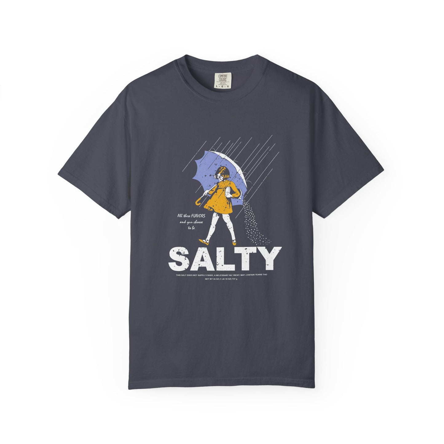 Salty Rain Graphic T-Shirt — Retro Girl with Umbrella