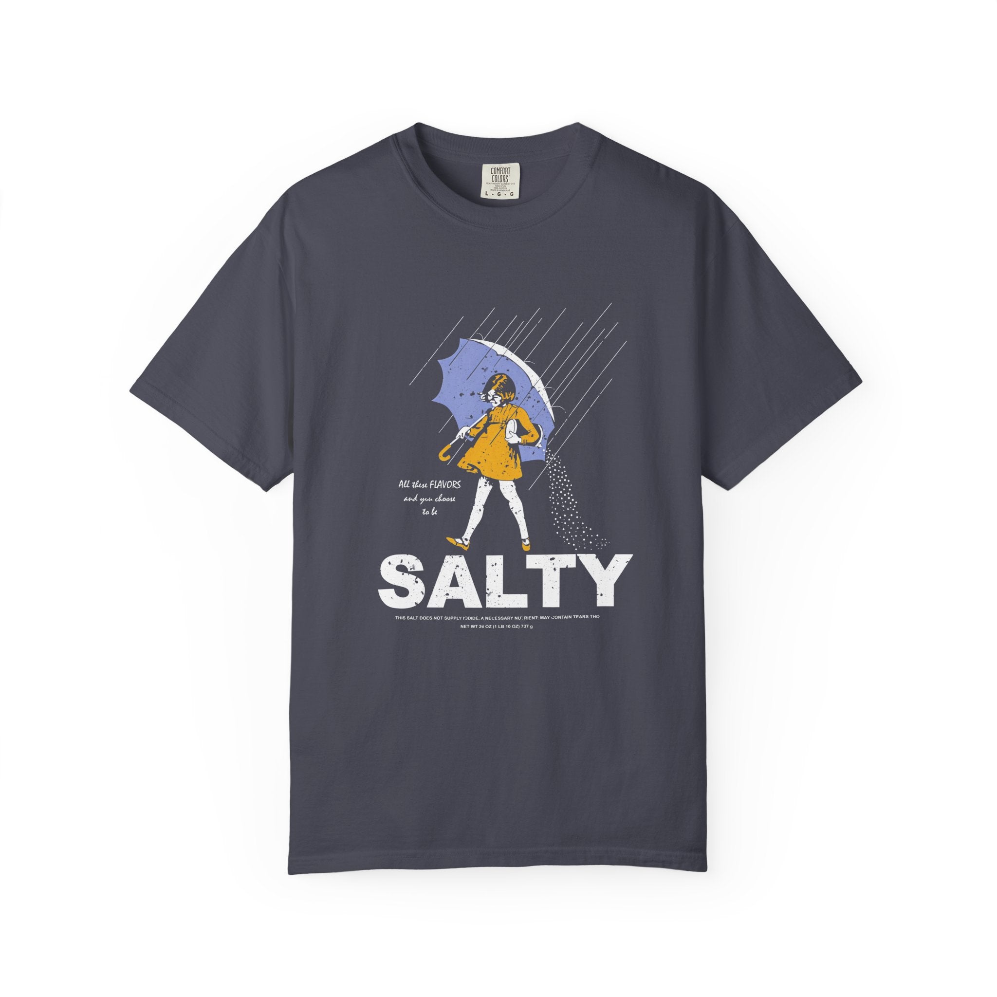 Salty Rain Graphic T-Shirt — Retro Girl with Umbrella