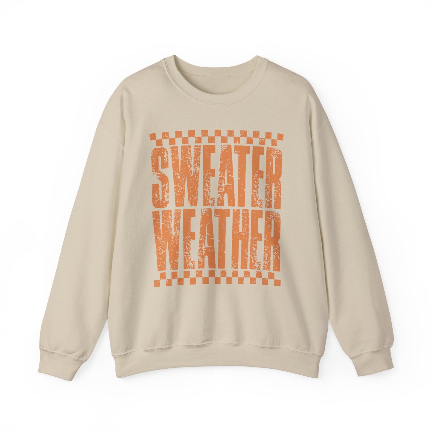 Sweater Weather Crewneck Sweatshirt — Retro Orange Fall Graphic