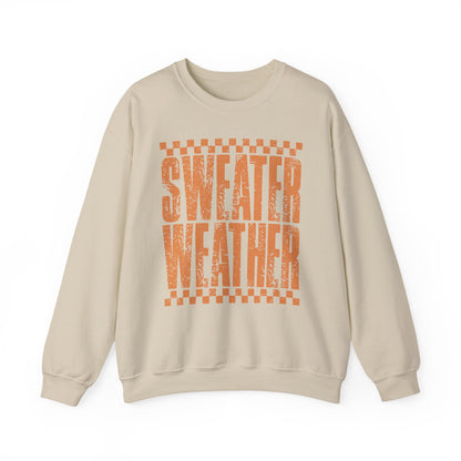 Sweater Weather Crewneck Sweatshirt — Retro Orange Fall Graphic