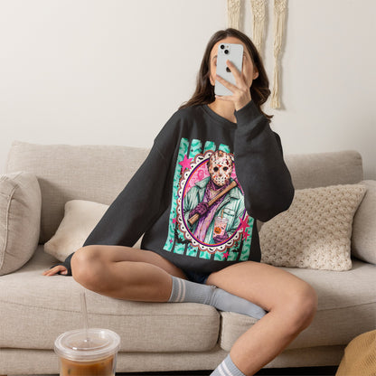 Crewneck Sweatshirt — Retro Jason Voorhees Portrait Graphic