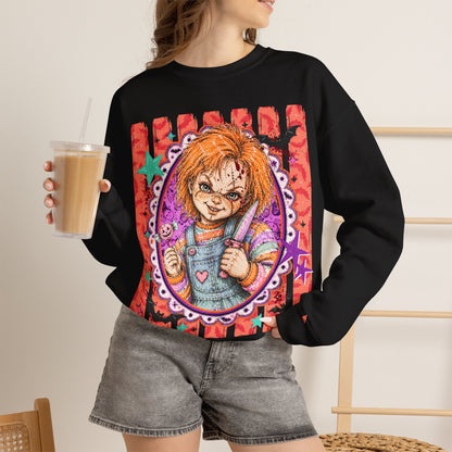 Chucky Horror Crewneck Sweatshirt — Retro Killer Doll Graphic
