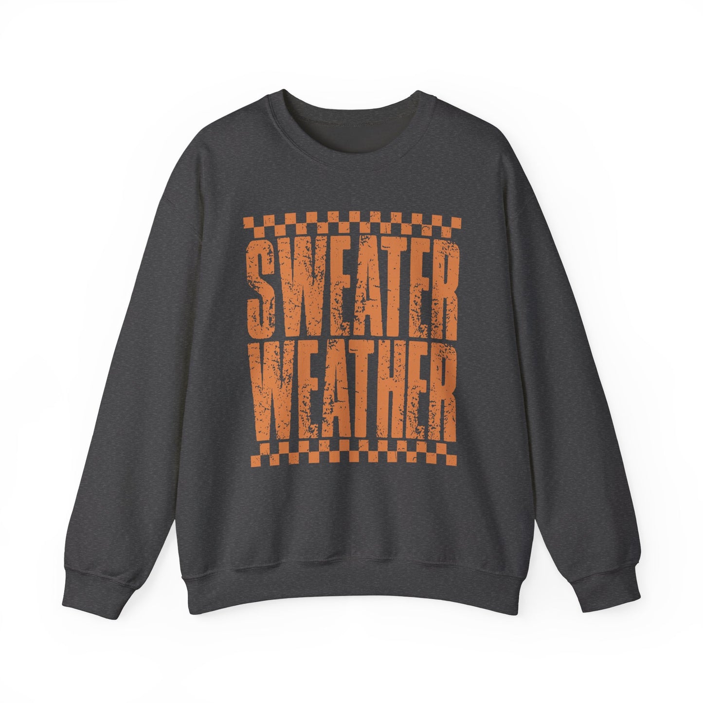 Sweater Weather Crewneck Sweatshirt — Retro Orange Fall Graphic