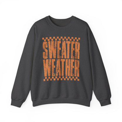 Sweater Weather Crewneck Sweatshirt — Retro Orange Fall Graphic