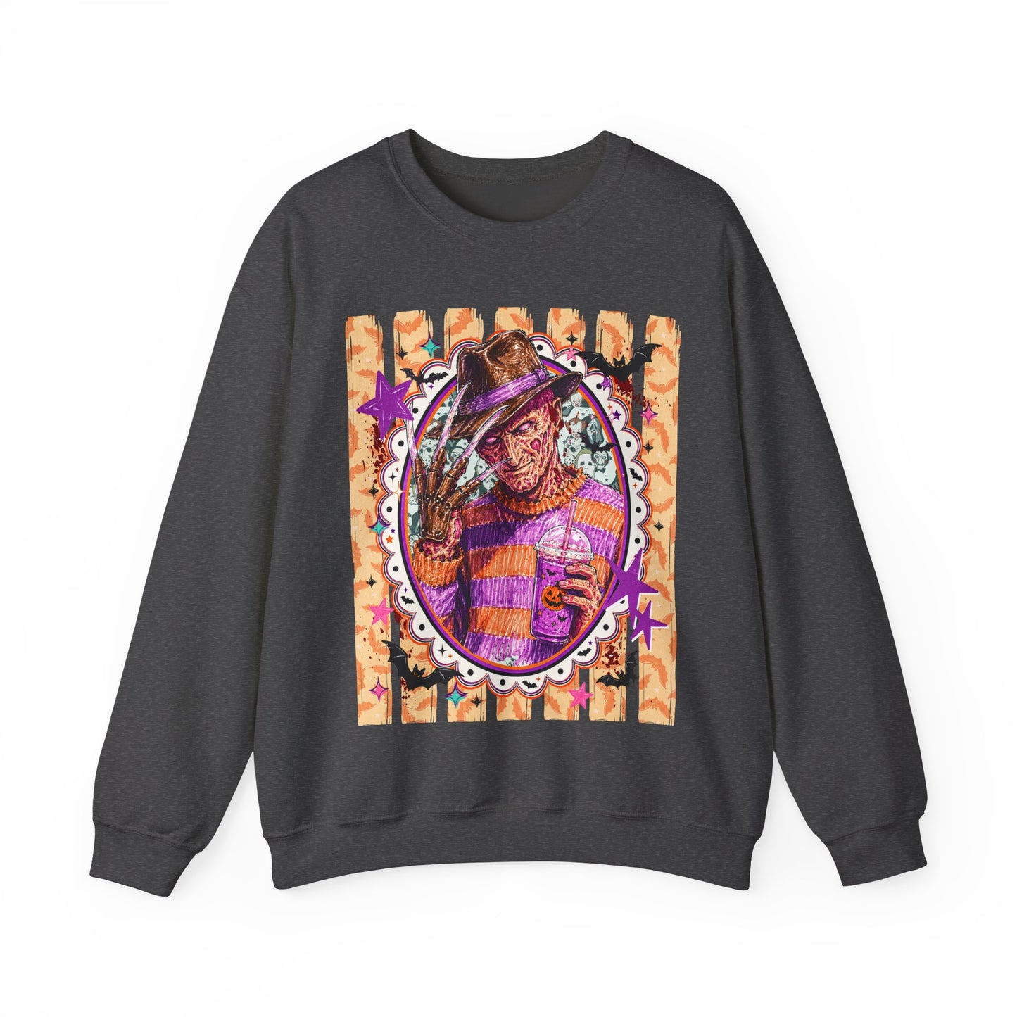Horror Icon Sweatshirt — Colorful Freddy Krueger Portrait Crewneck