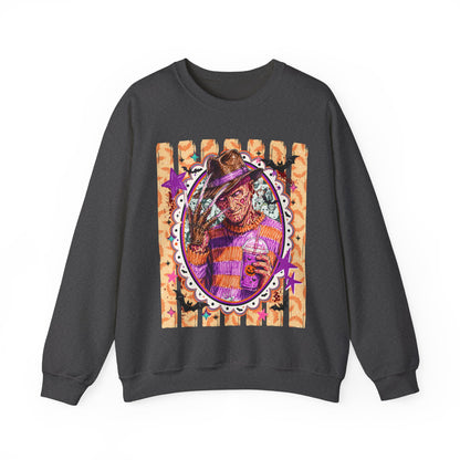 Horror Icon Sweatshirt — Colorful Freddy Krueger Portrait Crewneck