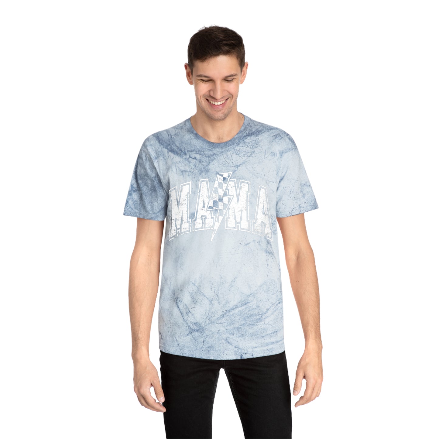 Mama Tie-Dye Tee — Vintage Lightning Graphic Mom Shirt