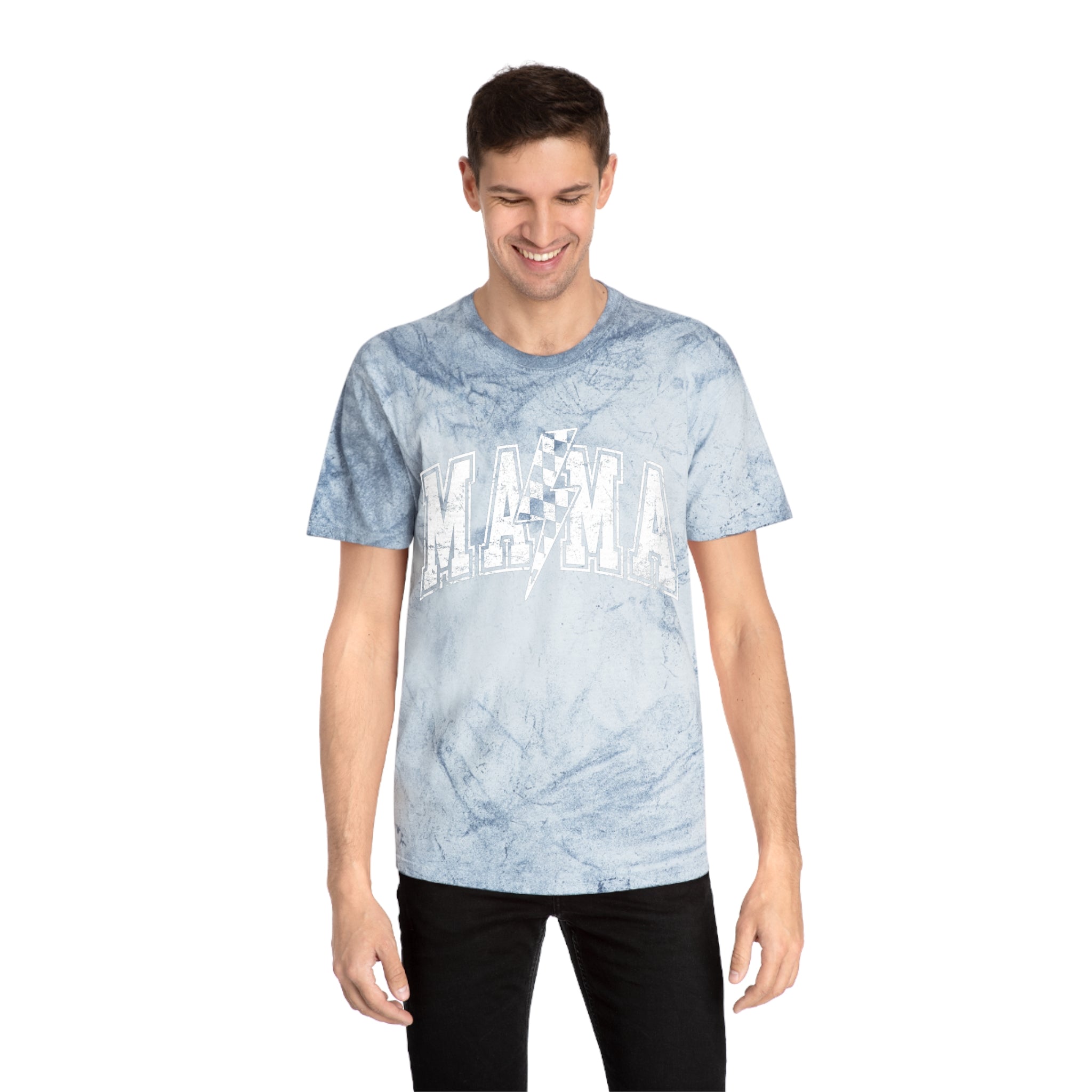 Mama Tie-Dye Tee — Vintage Lightning Graphic Mom Shirt