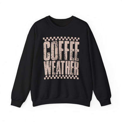 Coffee Weather Crewneck Sweatshirt — Vintage Coffee Vibe Cozy Pullover
