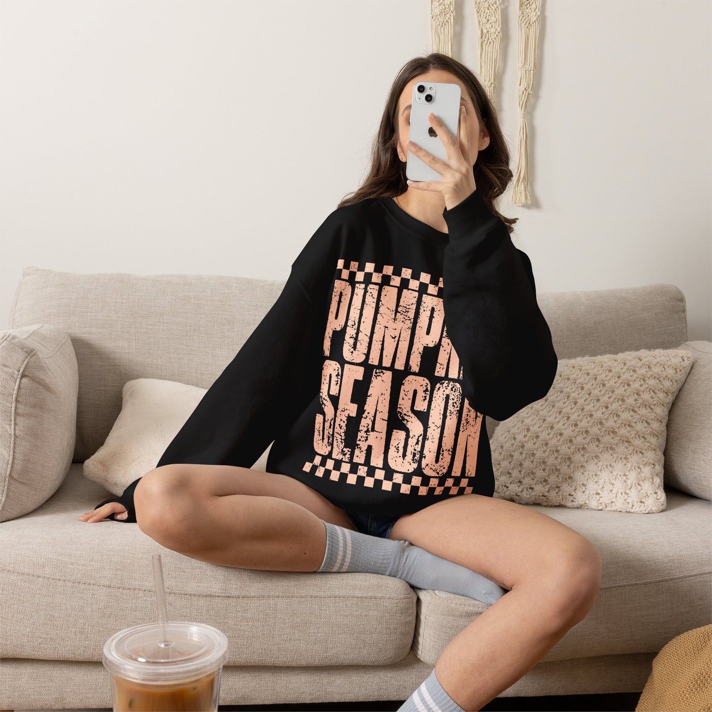 Pumpkin Season Crewneck Sweatshirt — Cozy Fall Graphic Pullover