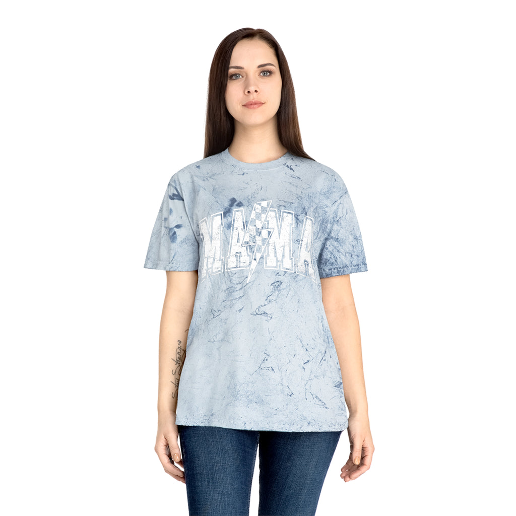 Mama Tie-Dye Tee — Vintage Lightning Graphic Mom Shirt
