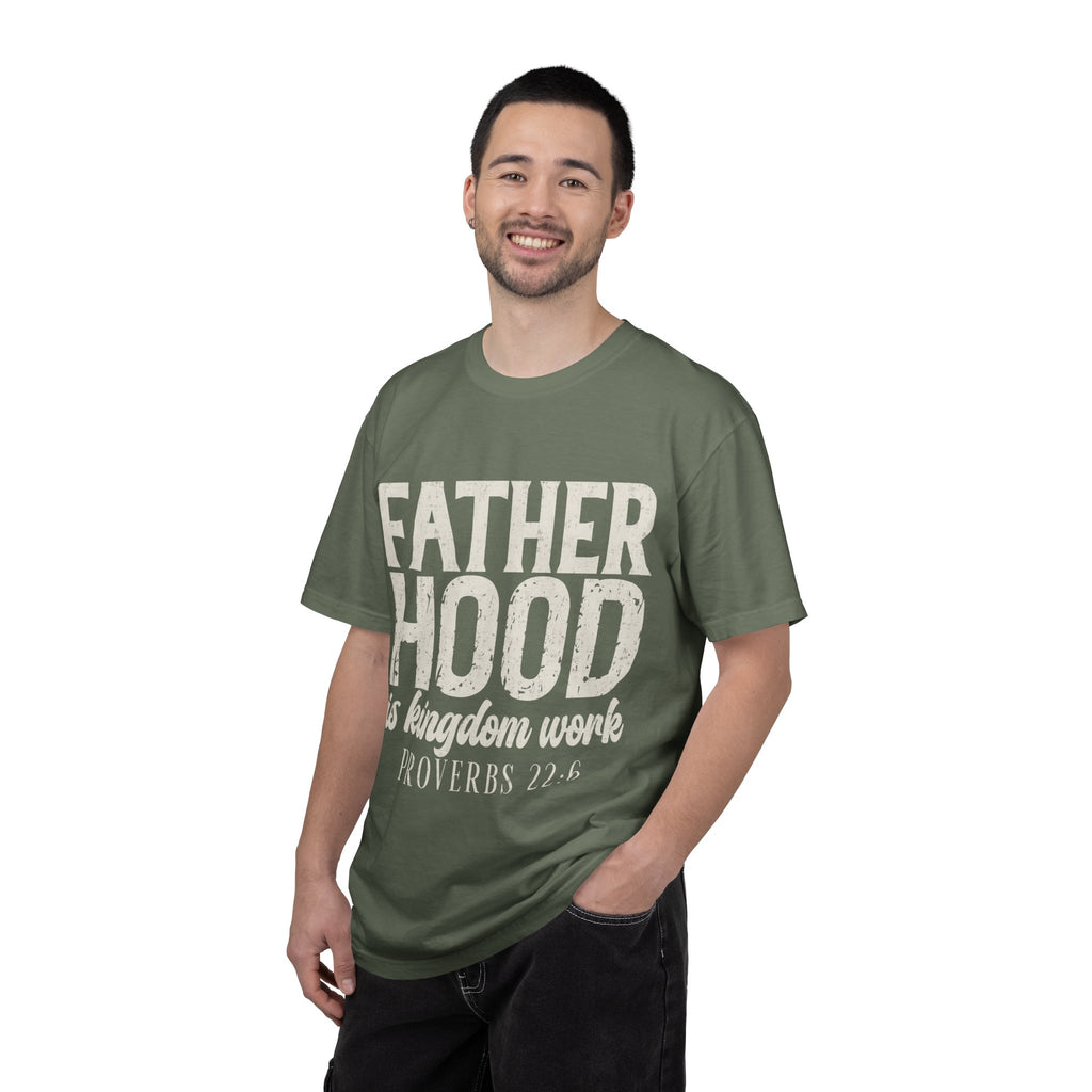 T-Shirt — "Fatherhood is Kingdom Work" Proverbs 22:6 Vintage Christian Dad Tee