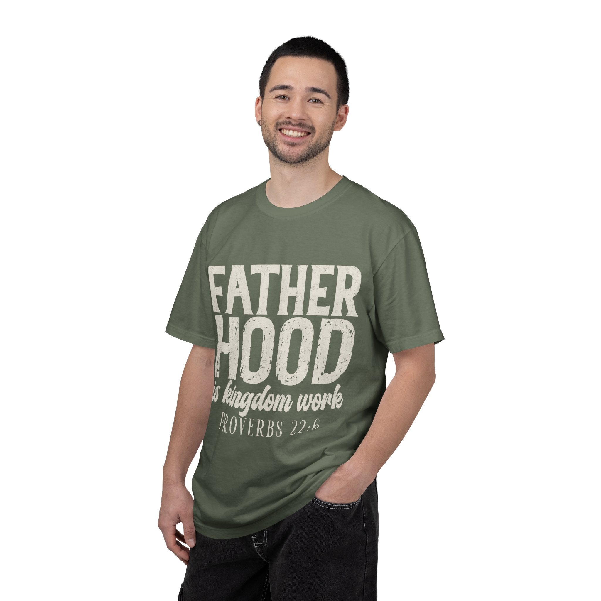T-Shirt — "Fatherhood is Kingdom Work" Proverbs 22:6 Vintage Christian Dad Tee