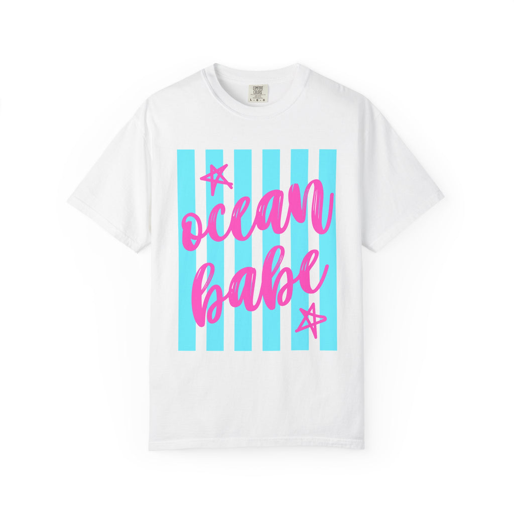 Ocean Babe T-Shirt — Retro Striped Beach Graphic Tee