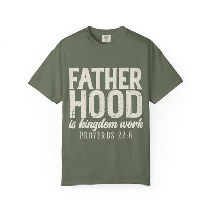 T-Shirt — "Fatherhood is Kingdom Work" Proverbs 22:6 Vintage Christian Dad Tee