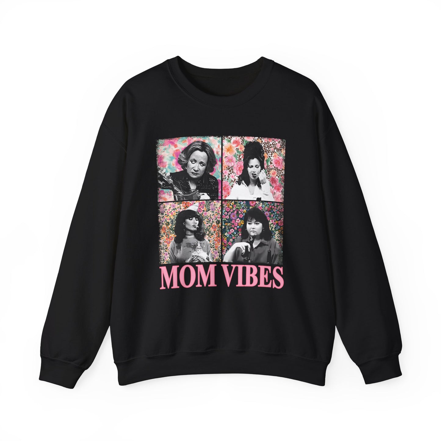 Mom Vibes Crewneck Sweatshirt — Retro Floral Mom Graphic Pullover