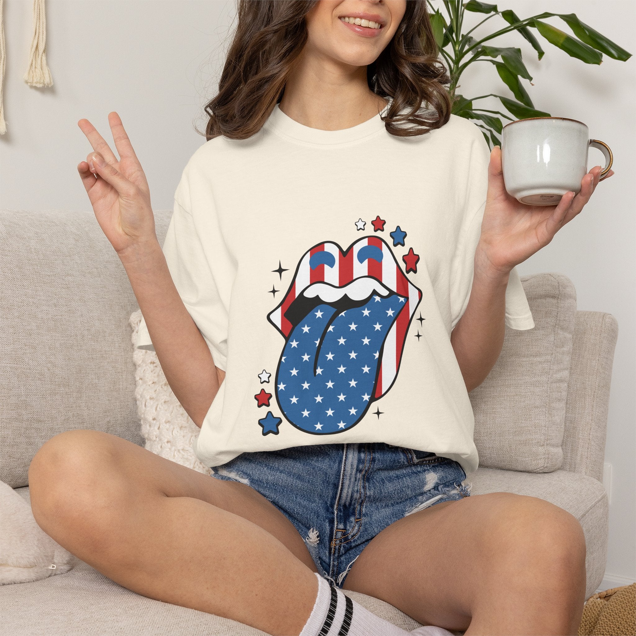 Patriotic Rock 'n' Roll Tongue T-Shirt