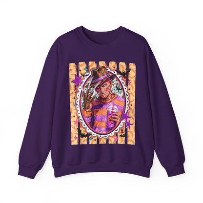 Horror Icon Sweatshirt — Colorful Freddy Krueger Portrait Crewneck