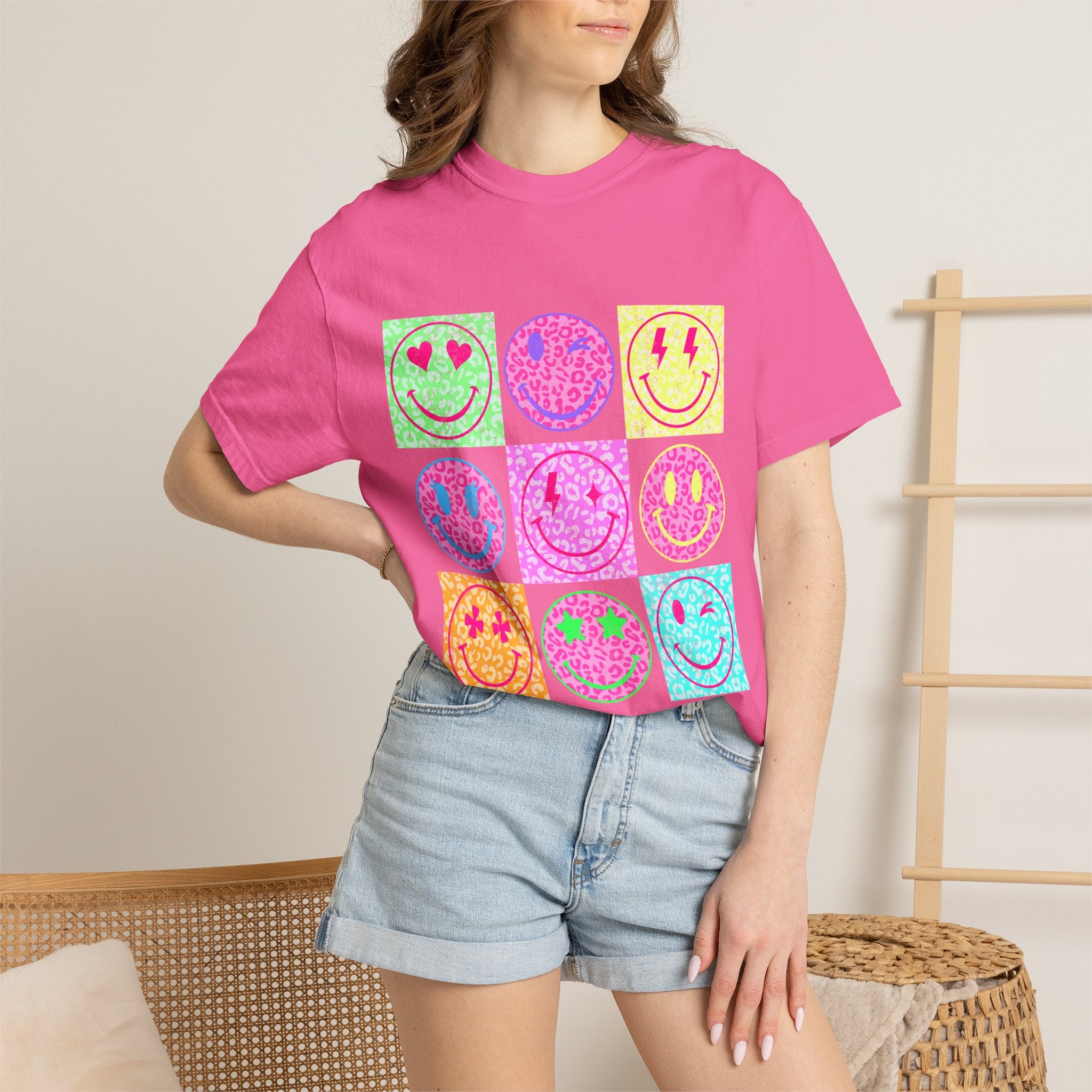 Neon Retro Happy Face T-Shirt