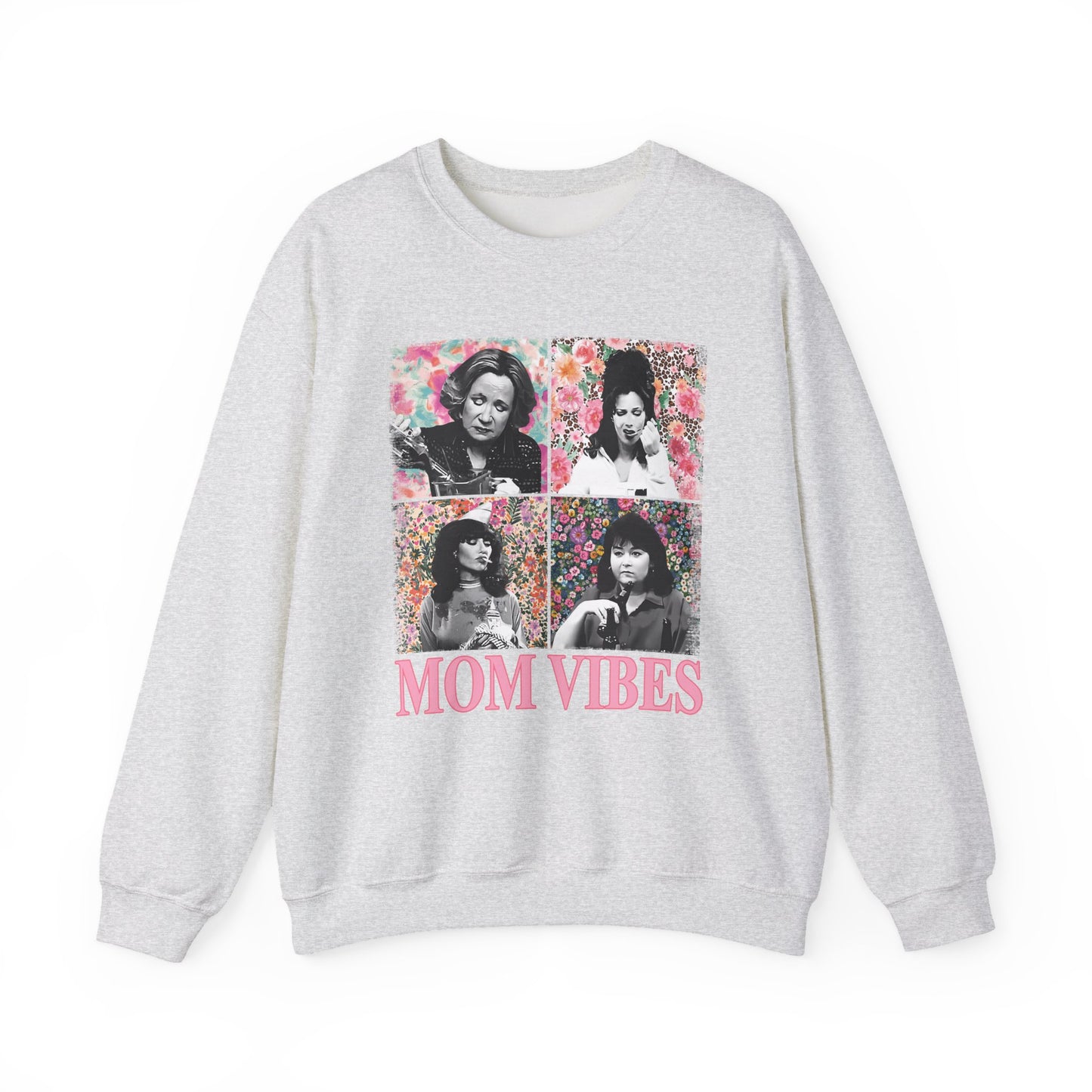 Mom Vibes Crewneck Sweatshirt — Retro Floral Mom Graphic Pullover