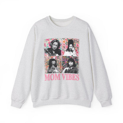 Mom Vibes Crewneck Sweatshirt — Retro Floral Mom Graphic Pullover
