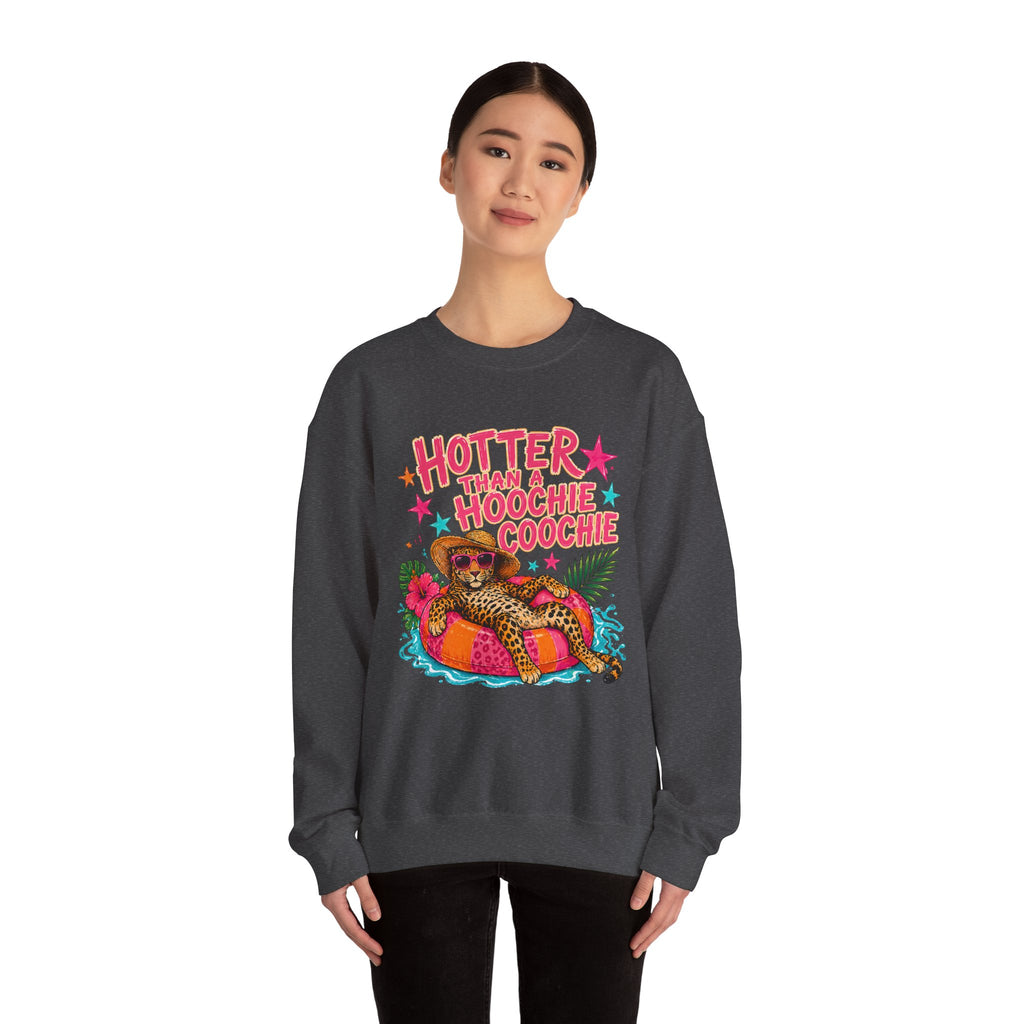 Sweatshirt - "Hotter Than a Hoochie Coochie" Leopard Pool Float Crewneck
