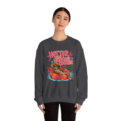 Sweatshirt - "Hotter Than a Hoochie Coochie" Leopard Pool Float Crewneck