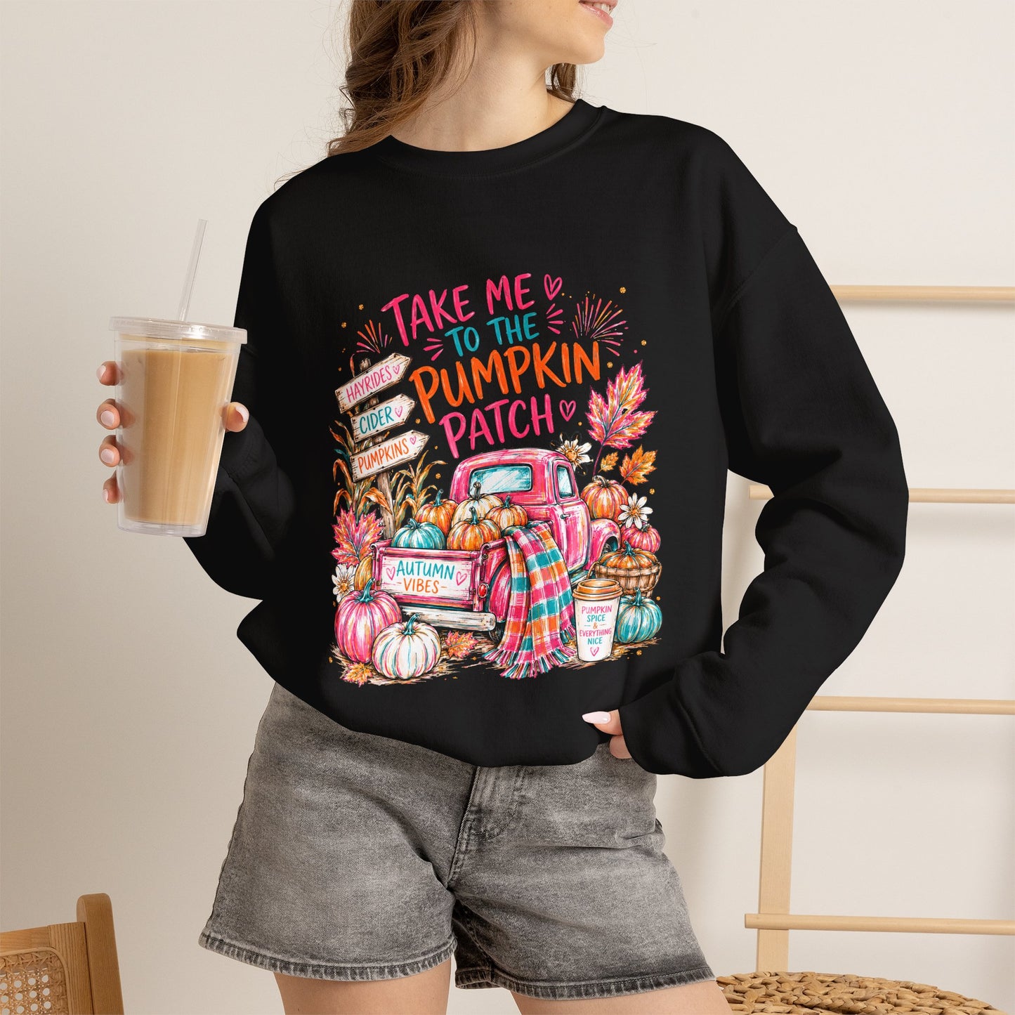 Pumpkin Patch Crewneck Sweatshirt — "Take Me to the Pumpkin Patch" Fall Sweater