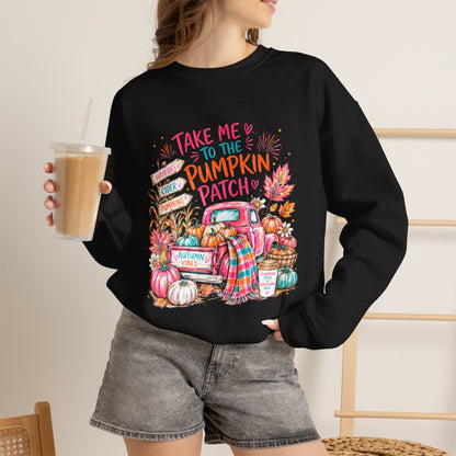 Pumpkin Patch Crewneck Sweatshirt — "Take Me to the Pumpkin Patch" Fall Sweater
