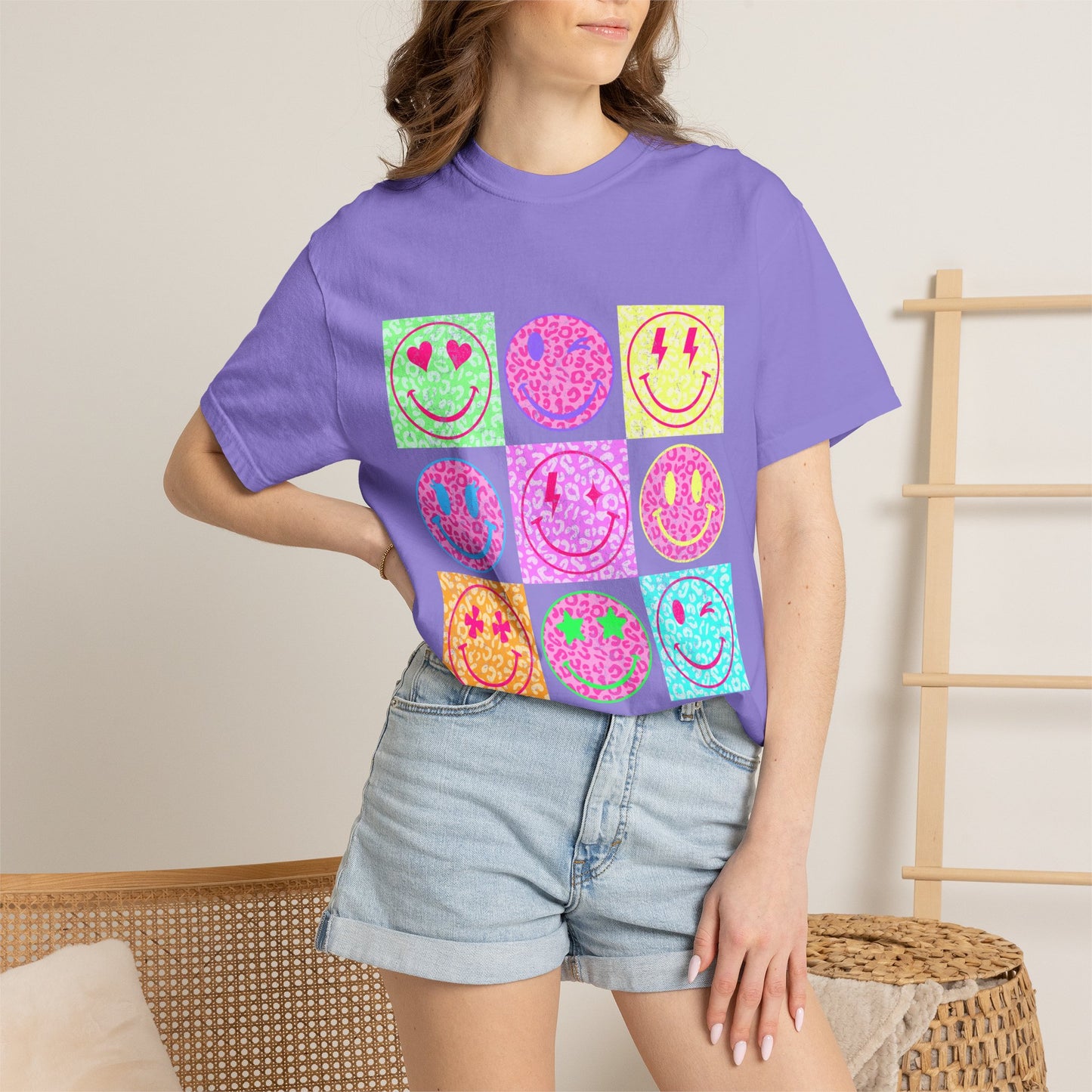 Neon Retro Happy Face T-Shirt