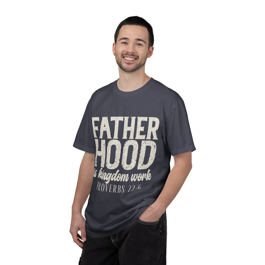T-Shirt — "Fatherhood is Kingdom Work" Proverbs 22:6 Vintage Christian Dad Tee
