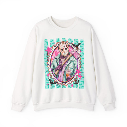 Crewneck Sweatshirt — Retro Jason Voorhees Portrait Graphic