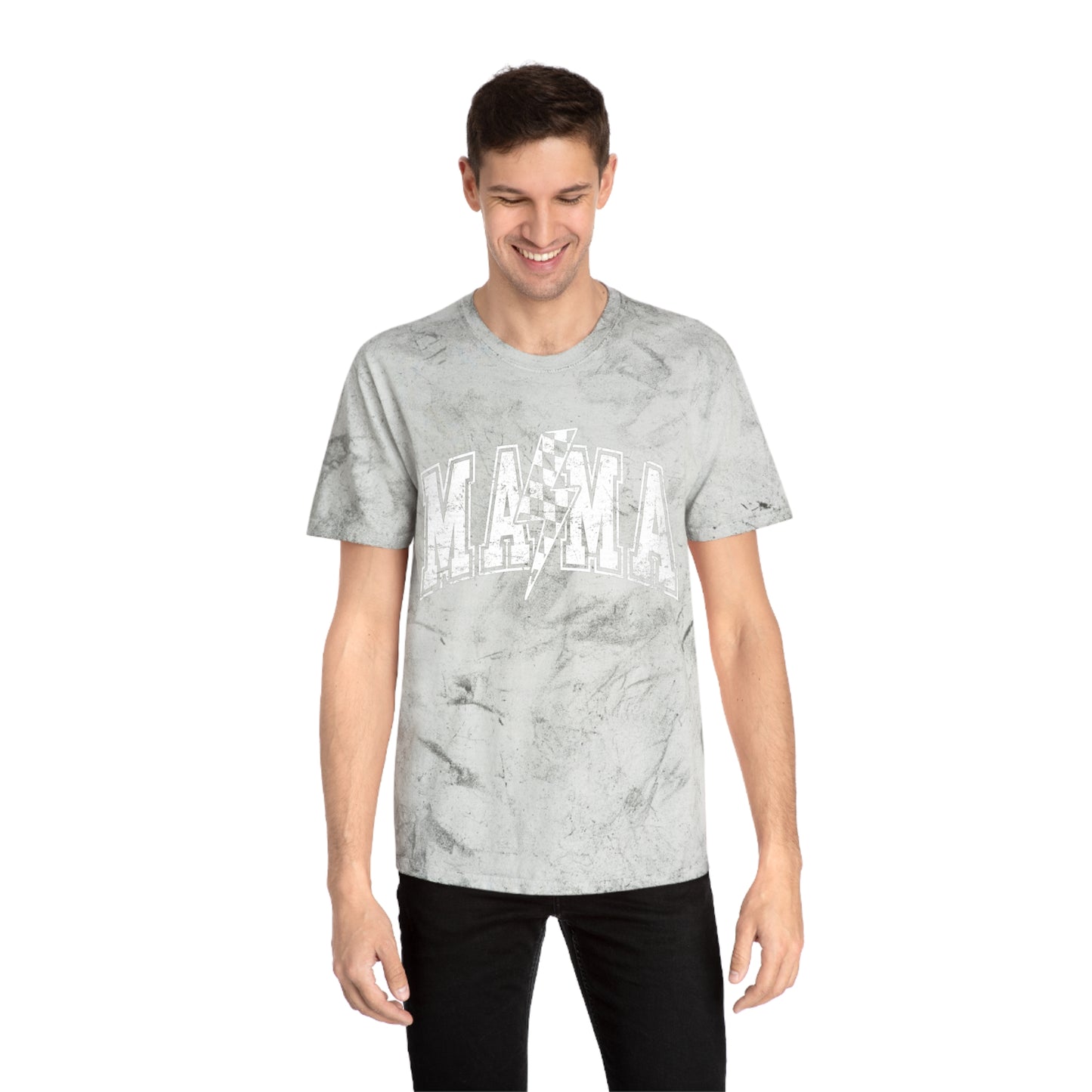 Mama Tie-Dye Tee — Vintage Lightning Graphic Mom Shirt