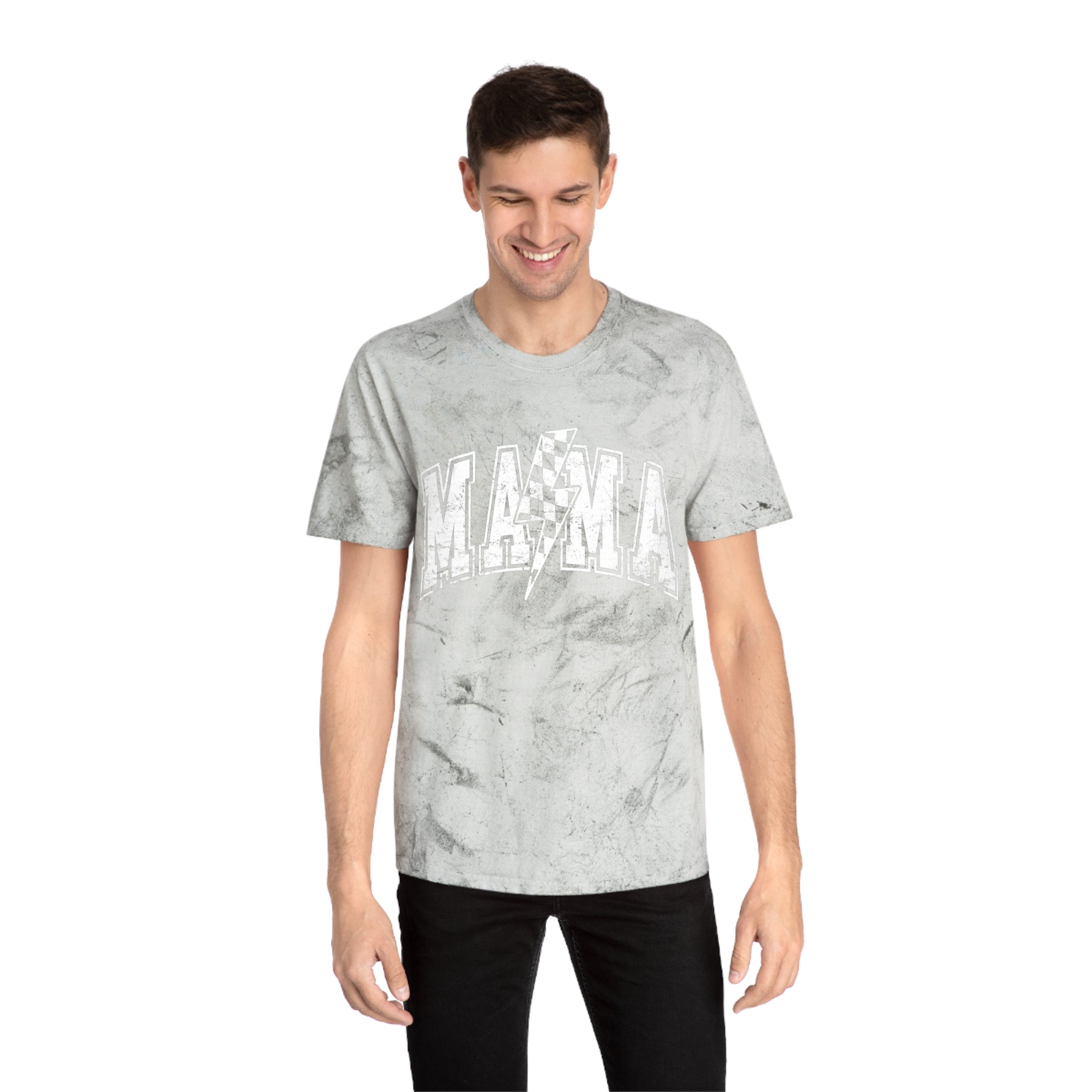 Mama Tie-Dye Tee — Vintage Lightning Graphic Mom Shirt
