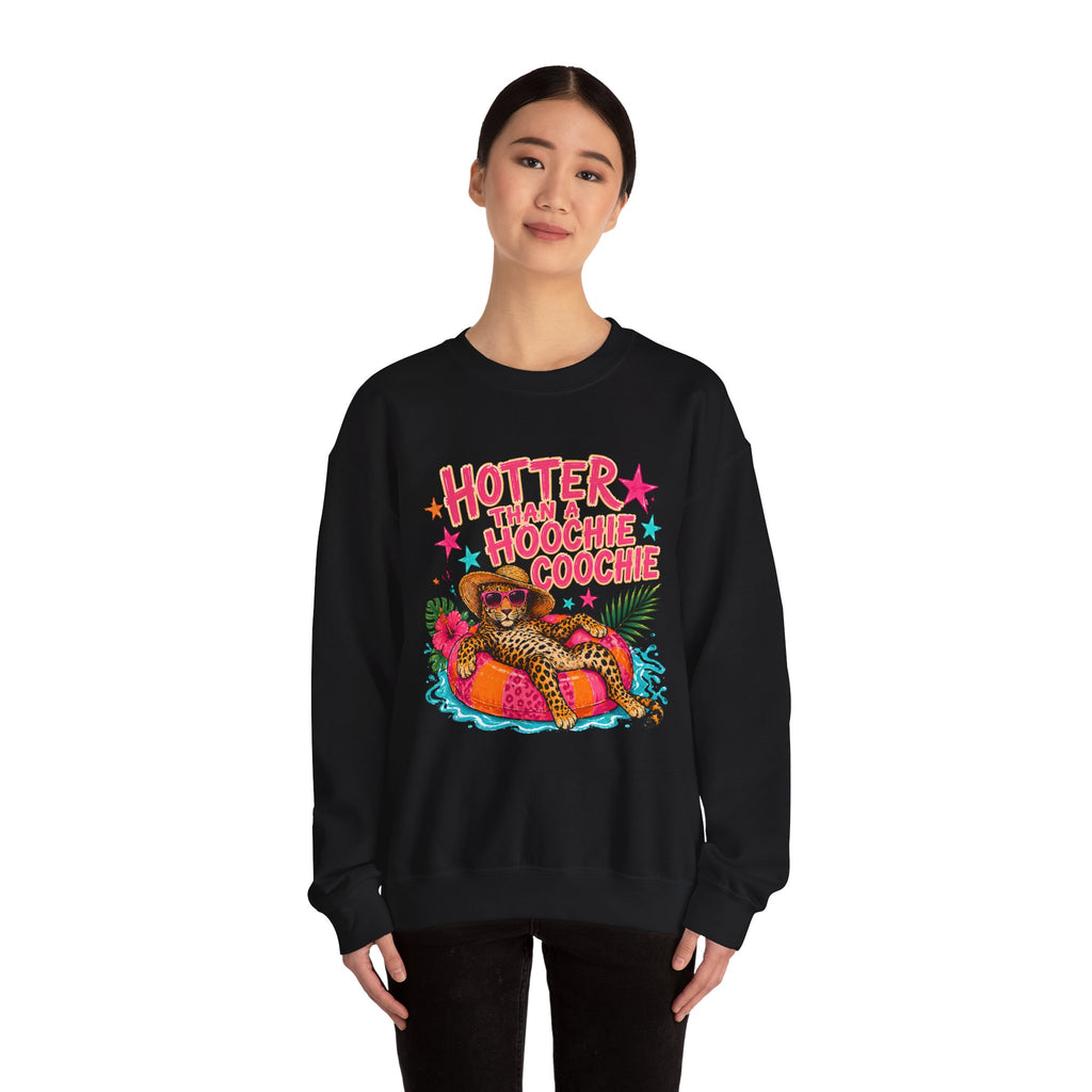Sweatshirt - "Hotter Than a Hoochie Coochie" Leopard Pool Float Crewneck