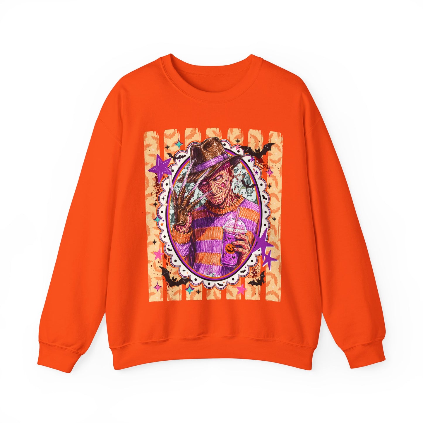 Horror Icon Sweatshirt — Colorful Freddy Krueger Portrait Crewneck